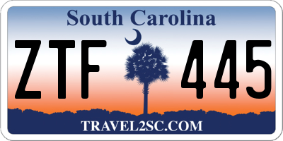 SC license plate ZTF445