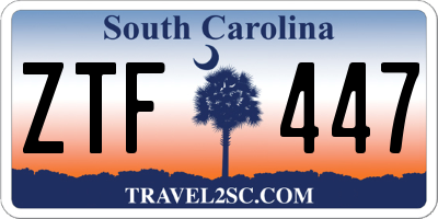 SC license plate ZTF447