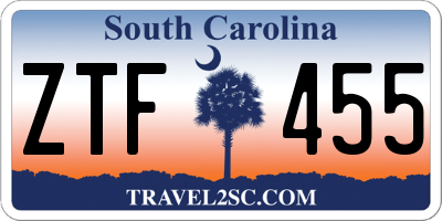SC license plate ZTF455