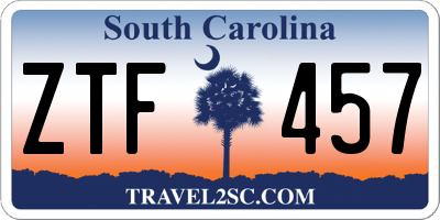 SC license plate ZTF457
