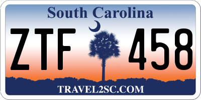 SC license plate ZTF458