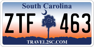 SC license plate ZTF463