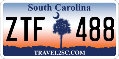 SC license plate ZTF488