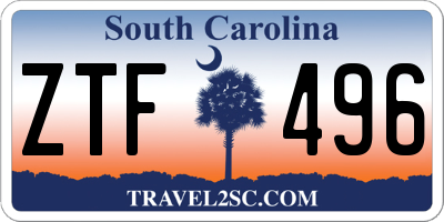 SC license plate ZTF496
