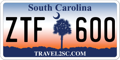 SC license plate ZTF600