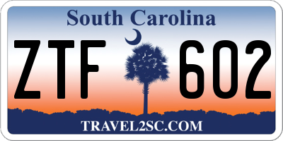 SC license plate ZTF602