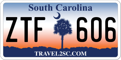 SC license plate ZTF606