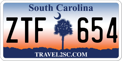 SC license plate ZTF654
