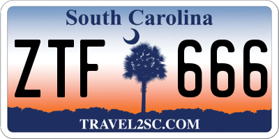 SC license plate ZTF666