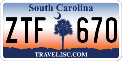 SC license plate ZTF670