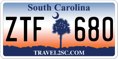 SC license plate ZTF680