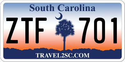 SC license plate ZTF701