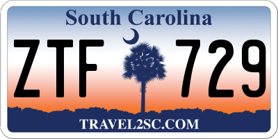 SC license plate ZTF729