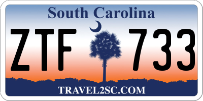 SC license plate ZTF733