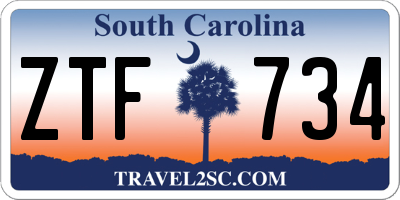 SC license plate ZTF734