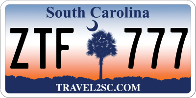 SC license plate ZTF777