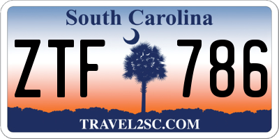 SC license plate ZTF786
