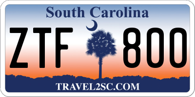 SC license plate ZTF800