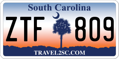 SC license plate ZTF809