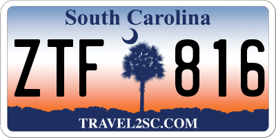 SC license plate ZTF816