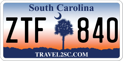 SC license plate ZTF840