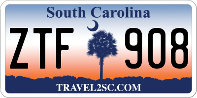 SC license plate ZTF908