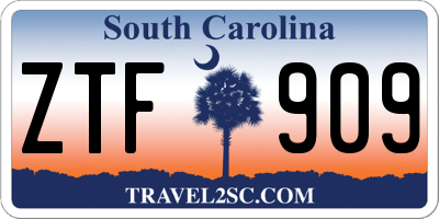 SC license plate ZTF909