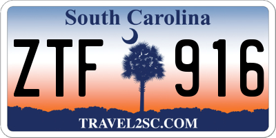SC license plate ZTF916