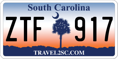 SC license plate ZTF917