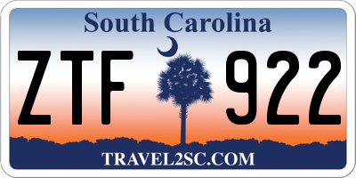 SC license plate ZTF922