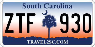 SC license plate ZTF930