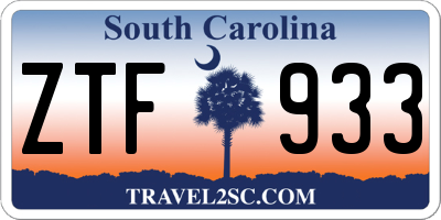 SC license plate ZTF933