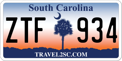 SC license plate ZTF934