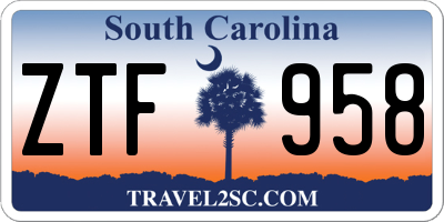 SC license plate ZTF958