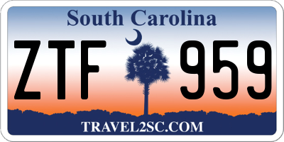 SC license plate ZTF959