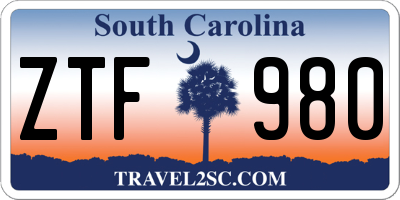 SC license plate ZTF980