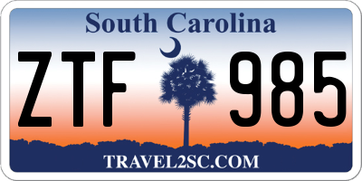 SC license plate ZTF985