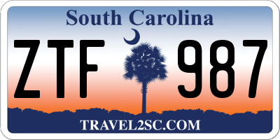SC license plate ZTF987