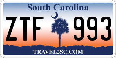 SC license plate ZTF993