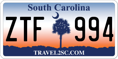 SC license plate ZTF994