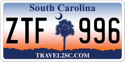 SC license plate ZTF996