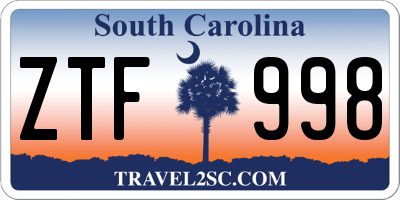 SC license plate ZTF998