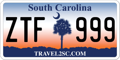 SC license plate ZTF999