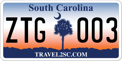 SC license plate ZTG003