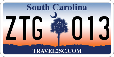 SC license plate ZTG013