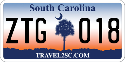 SC license plate ZTG018