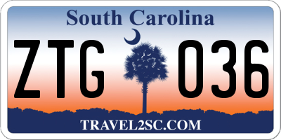 SC license plate ZTG036