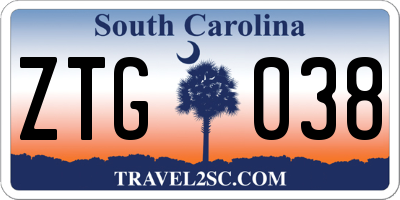 SC license plate ZTG038