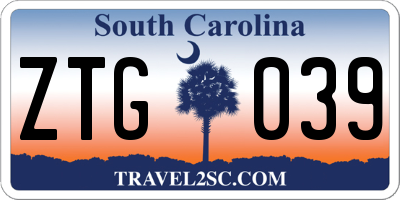 SC license plate ZTG039