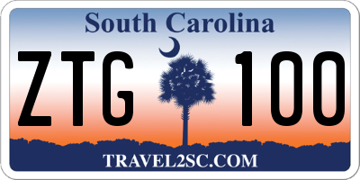 SC license plate ZTG100
